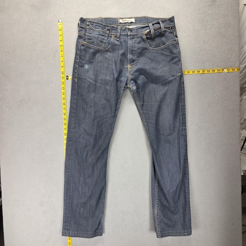 Vintage Levis 504 Jeans Mens Blue Straight Engineered Altered Hem Fits 36x31